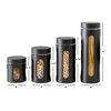 Hds Trading 4 Piece Stainless Steel Canisters with Multiple PeekThrough Windows, Black ZOR95966